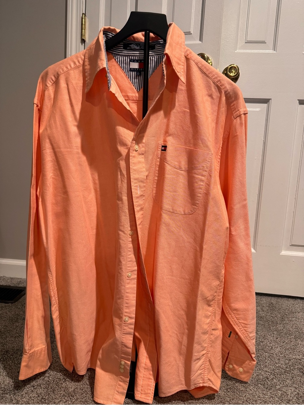 Tommy Hilfiger Peach/Coral Long-Sleeve Button-Down Shirt